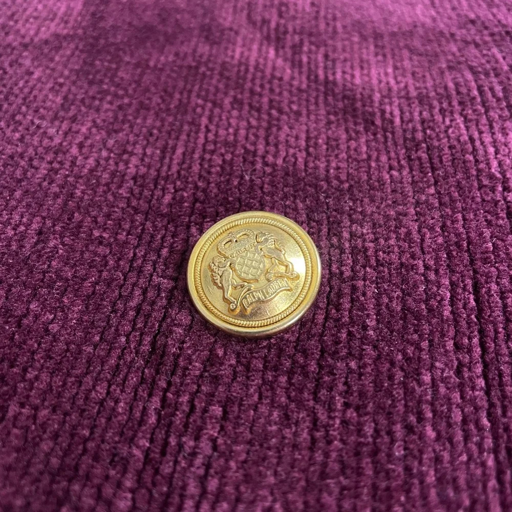 Lauren Ralph Lauren Burgundy Knit Blazer with Gold Crest Buttons - Picture 9 of 11